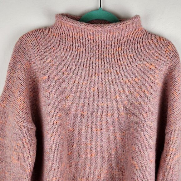 NWT Madewell Varina Wool Alpaca Blend Mockneck Sweater in Marled Cottoncandy M - Picture 5 of 13